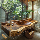 Arvessa Live Edge Solid Wood Floating Bathroom Vanity with Integrated Sink SPA256586 - Timberustic Floating Bathroom Vanity with Integrated Sink