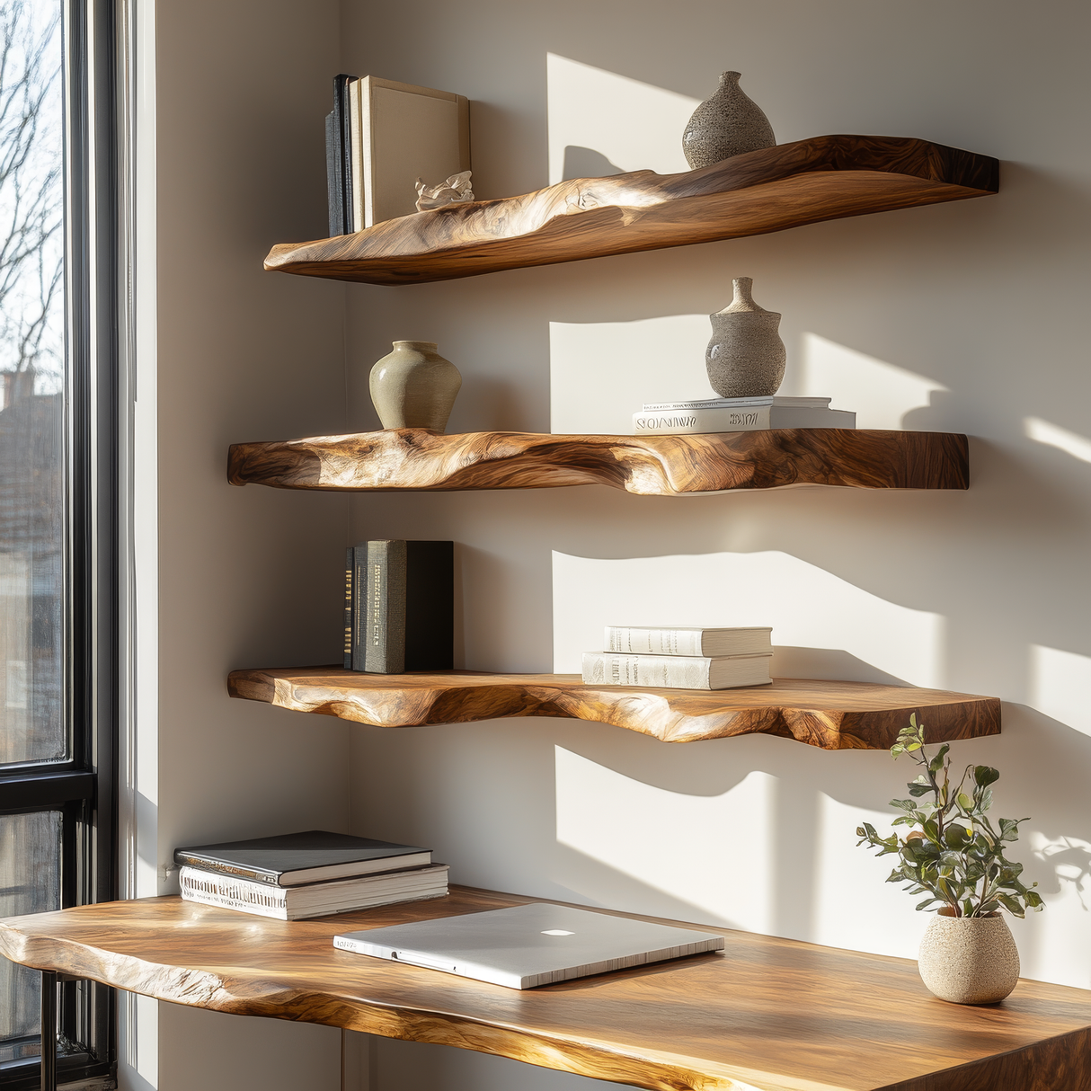Arvessa Live Edge Solid Wood Floating Shelf SPA369495 - Timberustic Floating Shelf