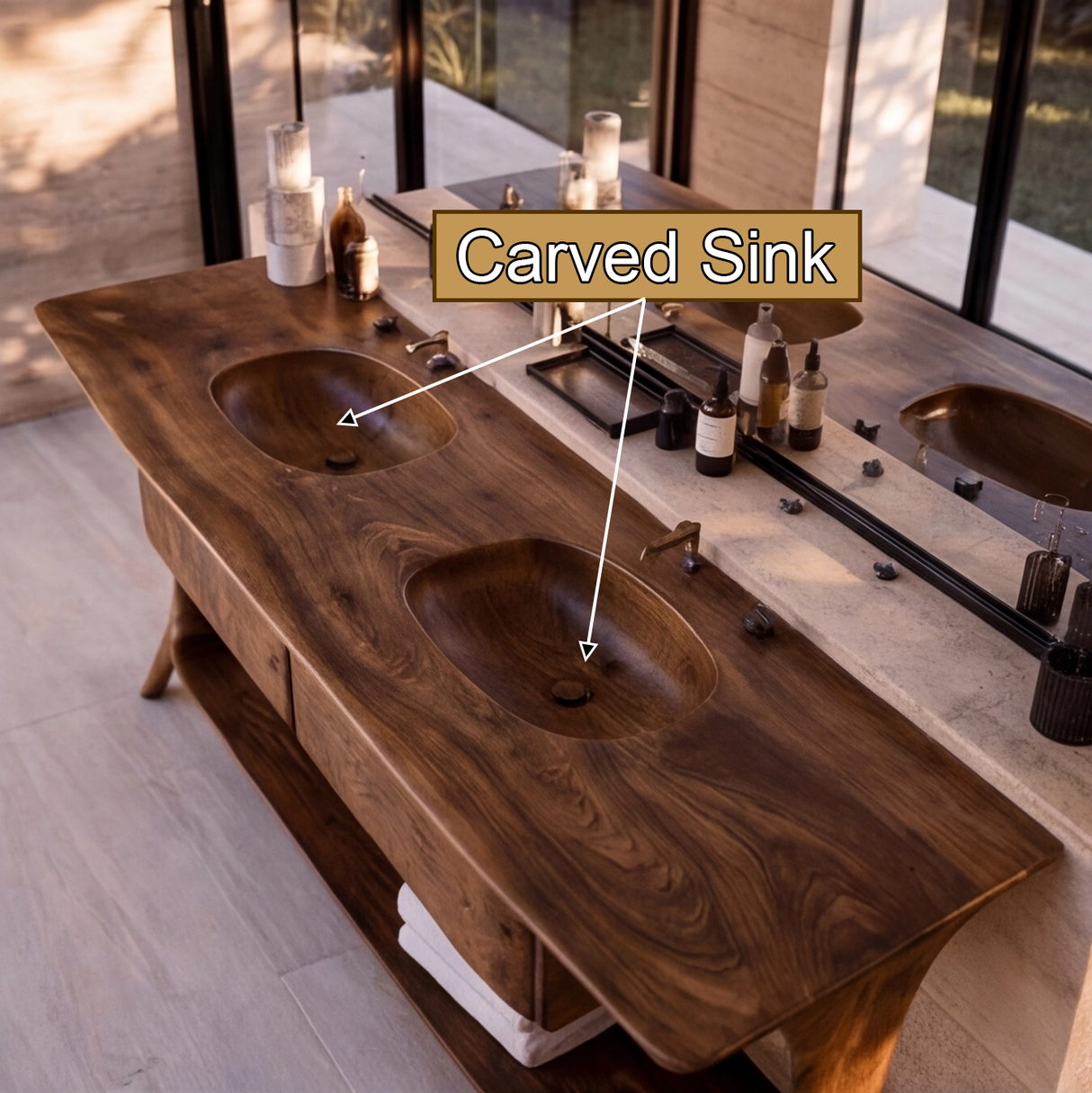 Arvessa Sculpted Solid Wood Freestanding Bathroom Vanity with Drawers - Timberustic Freestanding Bathroom Vanity with Drawers
