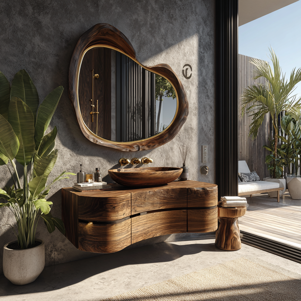 Arvessa Solid Wood Floating Bathroom Vanity with Drawers, Sculpted Wood ...