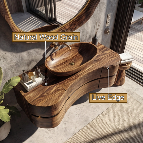 Arvessa Sculpted Solid Wood Floating Bathroom Vanity with Drawers - Timberustic Floating Bathroom Vanity With Drawers