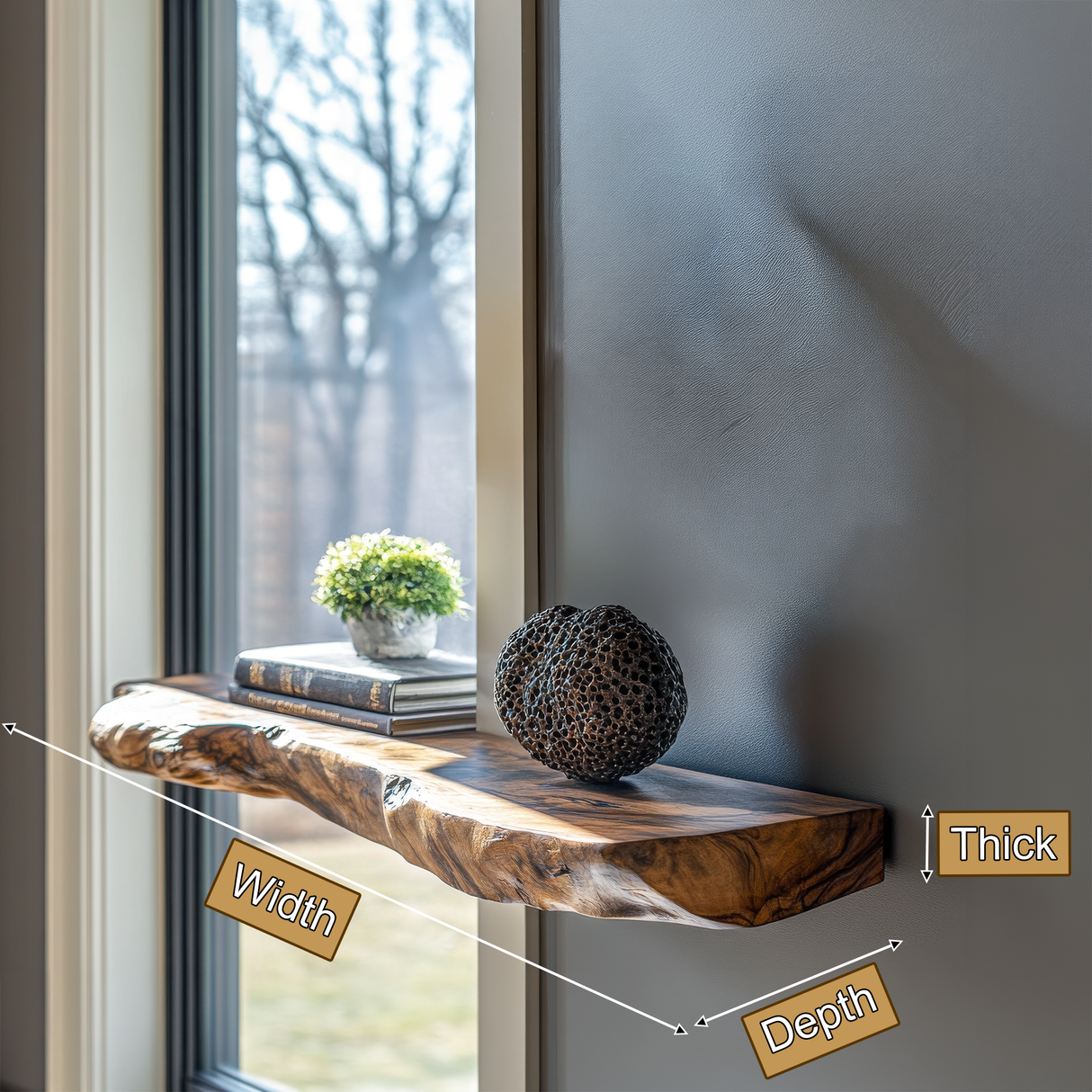 Arveth Live Edge Solid Wood Floating Shelf SPA205208 - Timberustic Floating Shelf