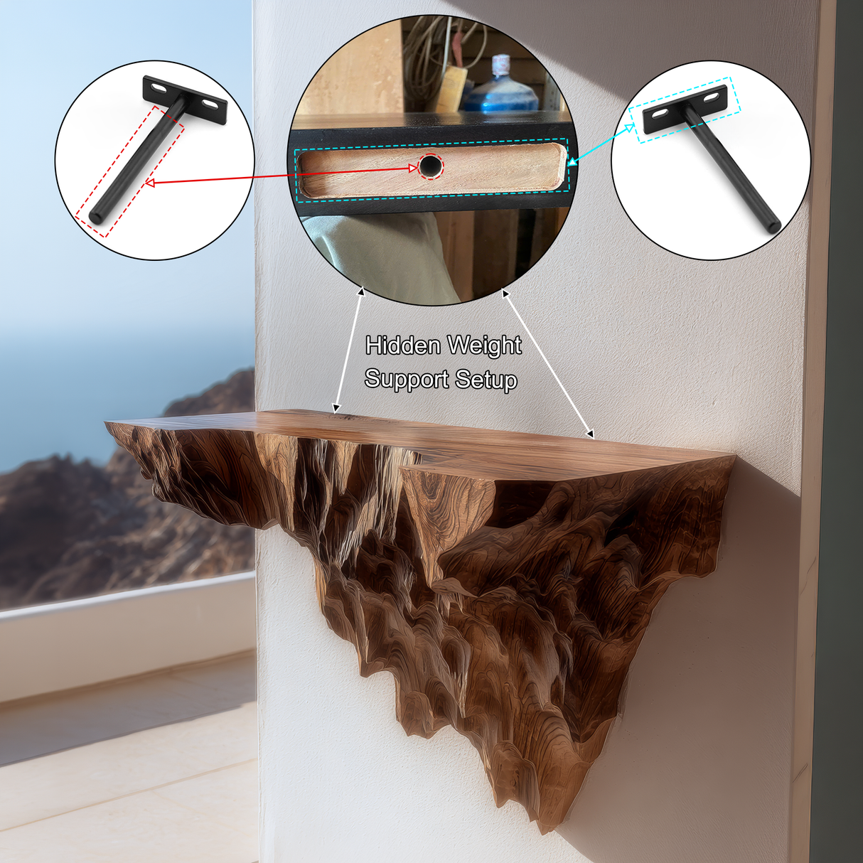 Arvethon Live Edge Solid Wood Mountain Floating Shelf SPA457632 - Timberustic Floating Shelf