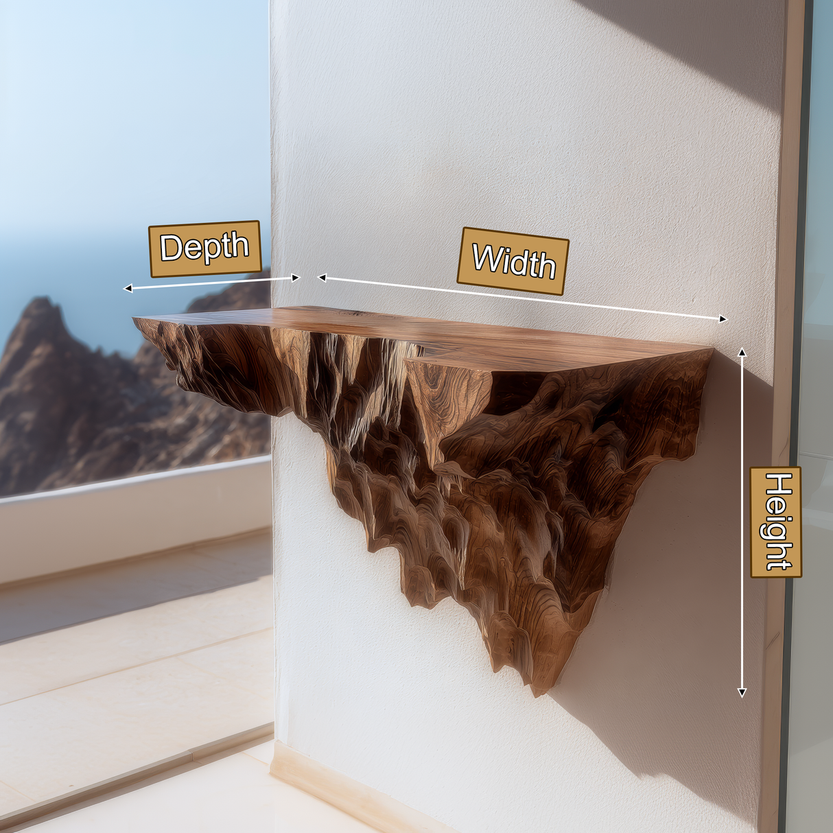 Arvethon Live Edge Solid Wood Mountain Floating Shelf SPA457632 - Timberustic Floating Shelf