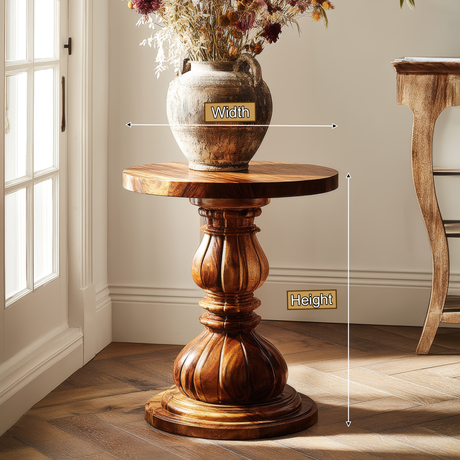 Arvethon Solid Wood Pedestal Stand - Timberustic Pedestal Stand