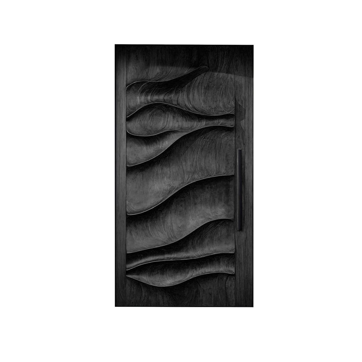 Arvexa Sculpted Solid Wood Rectangular Single Door Black - Timberustic Door