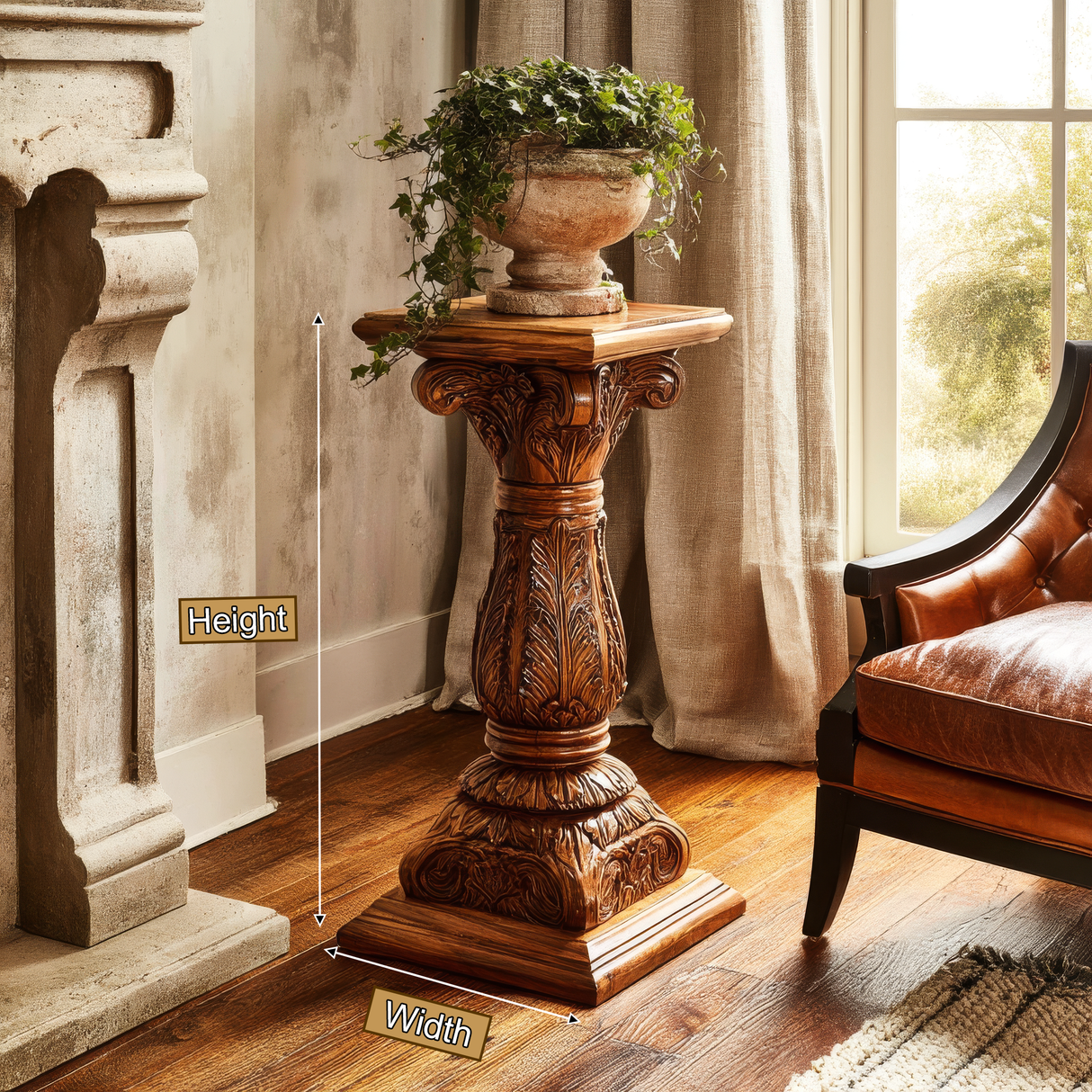 Arvion Handcrafted Solid Wood Pedestal Stand - Timberustic Pedestal Stand