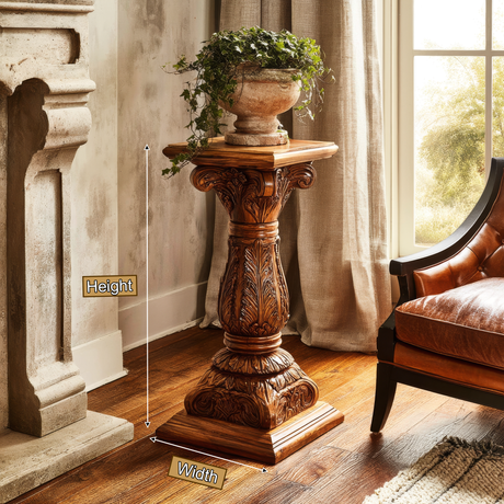 Arvion Handcrafted Solid Wood Pedestal Stand - Timberustic Pedestal Stand