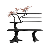 Arvion Live Edge Solid Wood Console Table with Shelves Black - Timberustic Console Table with Shelves