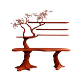 Arvion Live Edge Solid Wood Console Table with Shelves Mahogany - Timberustic Console Table with Shelves