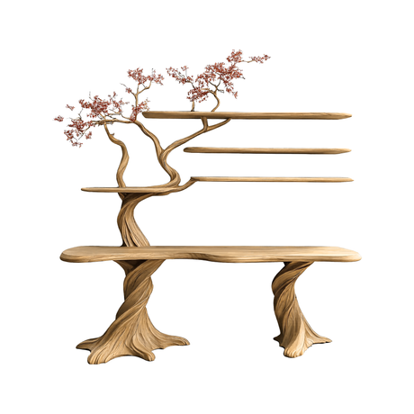 Arvion Live Edge Solid Wood Console Table with Shelves Natural Oak - Timberustic Console Table with Shelves