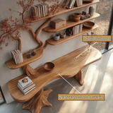 Arvion Live Edge Solid Wood Console Table with Shelves - Timberustic Console Table with Shelves