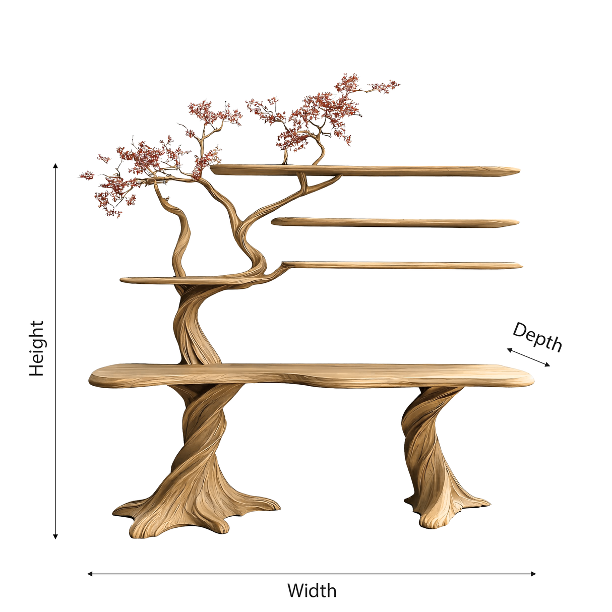 Arvion Live Edge Solid Wood Console Table with Shelves - Timberustic Console Table with Shelves