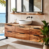 Arvion Live Edge Solid Wood Floating Bathroom Vanity with Drawers SPA245566 - Timberustic Floating Bathroom Vanity With Drawers