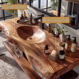 Arvion Live Edge Solid Wood Floating Bathroom Vanity with Integrated Sink SPA951365 - Timberustic Floating Bathroom Vanity with Integrated Sink