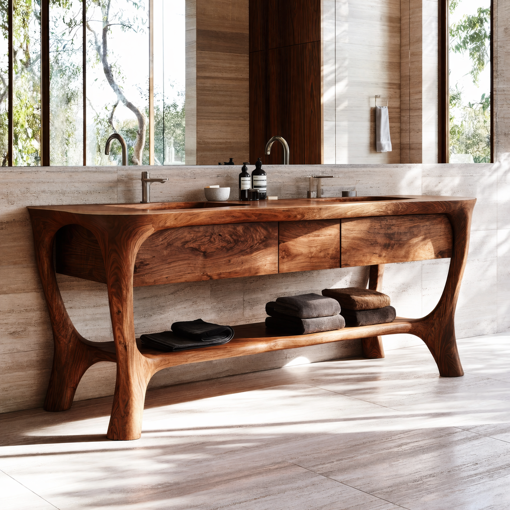 Arvion Sculpted Solid Wood Freestanding Bathroom Vanity with Drawers - Timberustic Freestanding Bathroom Vanity with Drawers