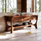 Arvion Sculpted Solid Wood Freestanding Bathroom Vanity with Drawers - Timberustic Freestanding Bathroom Vanity with Drawers