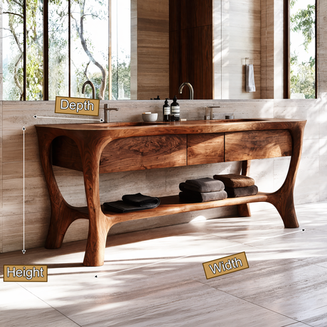 Arvion Sculpted Solid Wood Freestanding Bathroom Vanity with Drawers - Timberustic Freestanding Bathroom Vanity with Drawers
