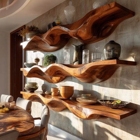 Arvion Sculpted Solid Wood Floating Shelf SPA963205 - Timberustic Floating Shelf