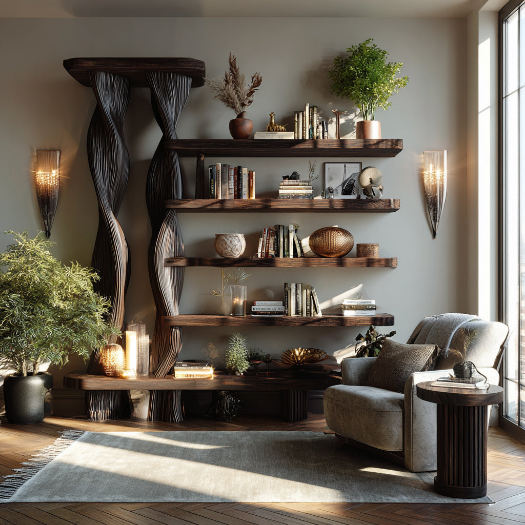 Arvion Twist Solid Sculpture Wood Bookshelf