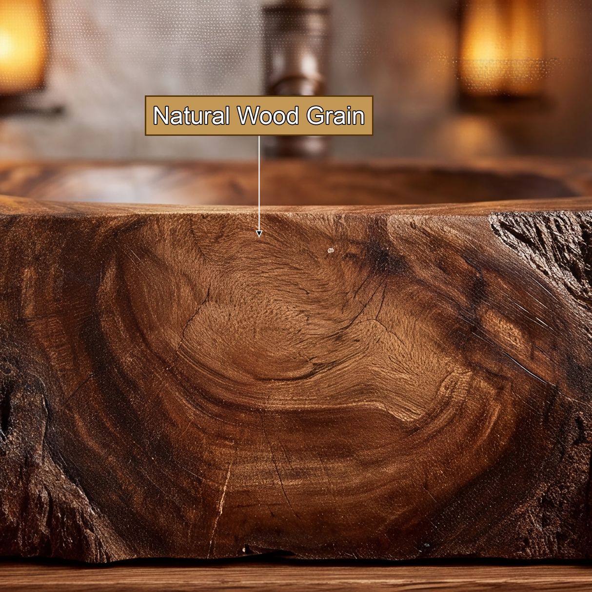 Ashenridge Handcrafted Solid Wood Ancient Bark Vessel Sink