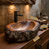 Ashenridge Handcrafted Solid Wood Ancient Bark Vessel Sink