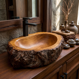 Ashenridge Handcrafted Solid Wood Ancient Bark Vessel Sink