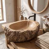 Ashenridge Handcrafted Solid Wood Ancient Bark Vessel Sink