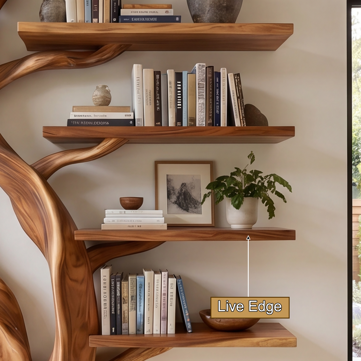 Ashenridge Handcrafted Solid Wood Tree Bookshelf