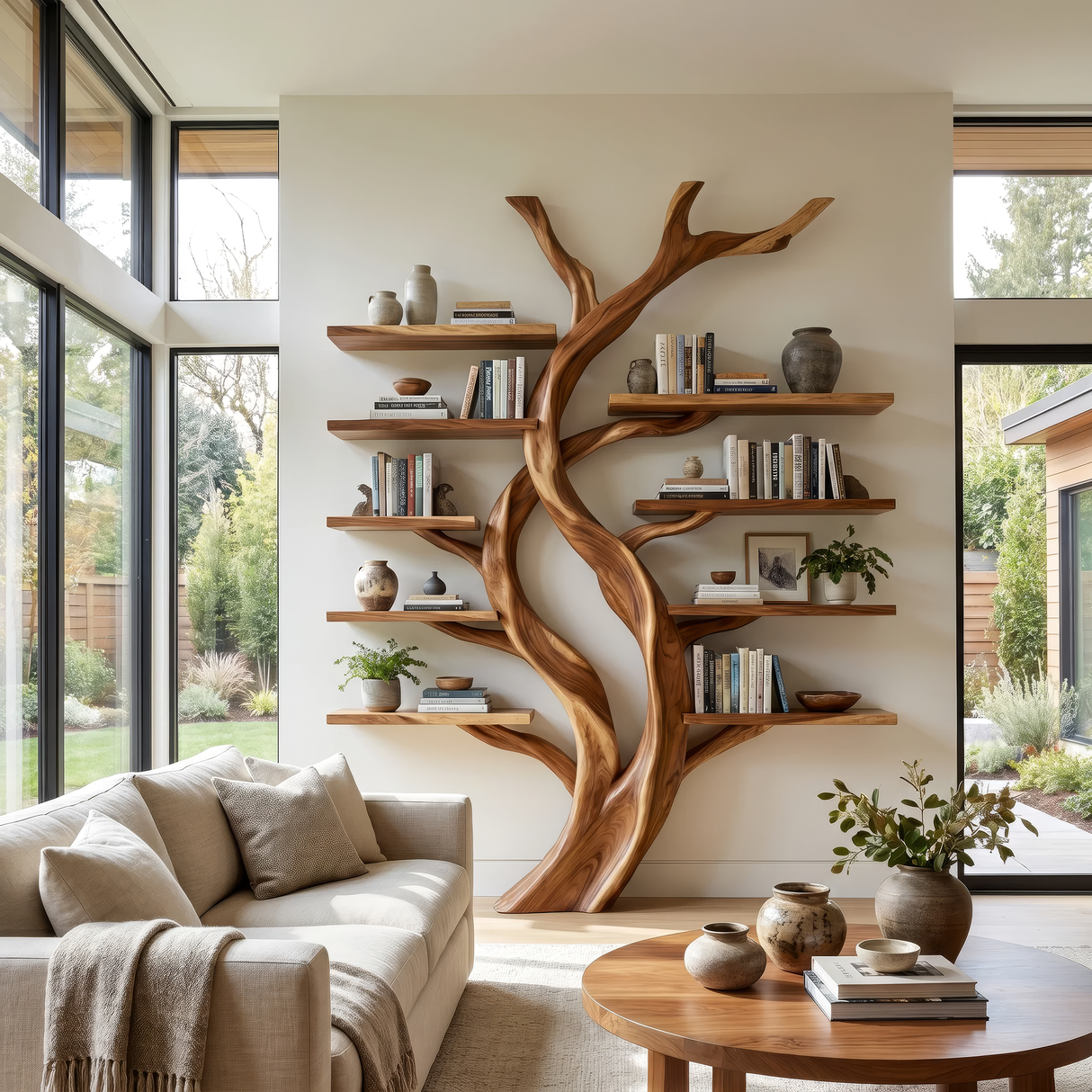 Ashenridge Handcrafted Solid Wood Tree Bookshelf