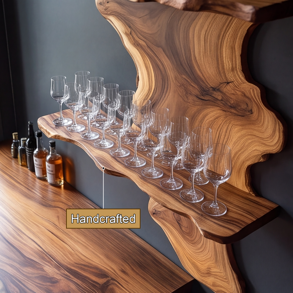 Ashenvale Live Edge Handcrafted Floating Wine Shelf SPA209955 - Timberustic Floating Wine Shelf