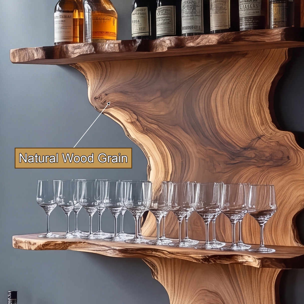 Ashenvale Live Edge Handcrafted Floating Wine Shelf SPA209955 - Timberustic Floating Wine Shelf