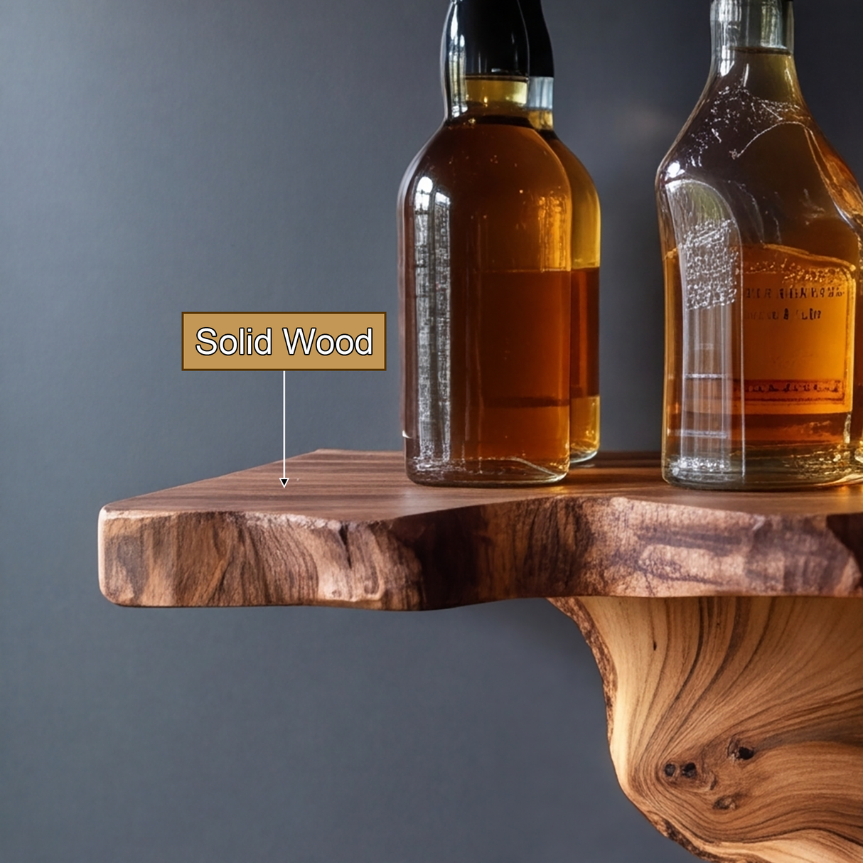 Ashenvale Live Edge Handcrafted Floating Wine Shelf SPA209955 - Timberustic Floating Wine Shelf