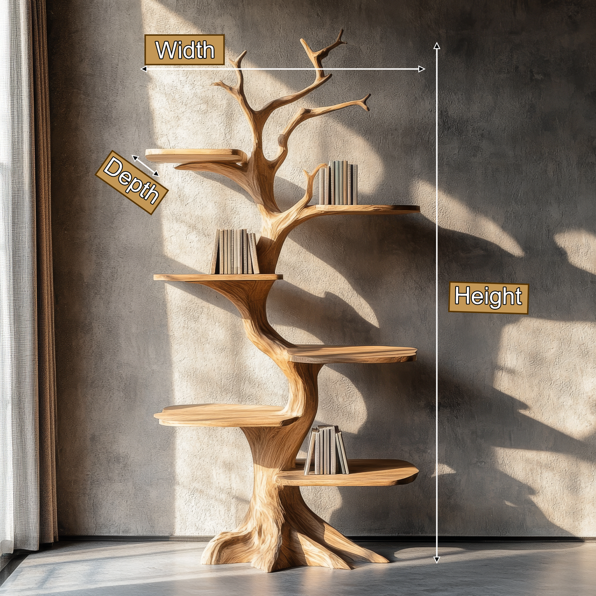 Ashgrove Handcrafted Solid Wood Tree Bookshelf - Timberustic Tree Bookshelf