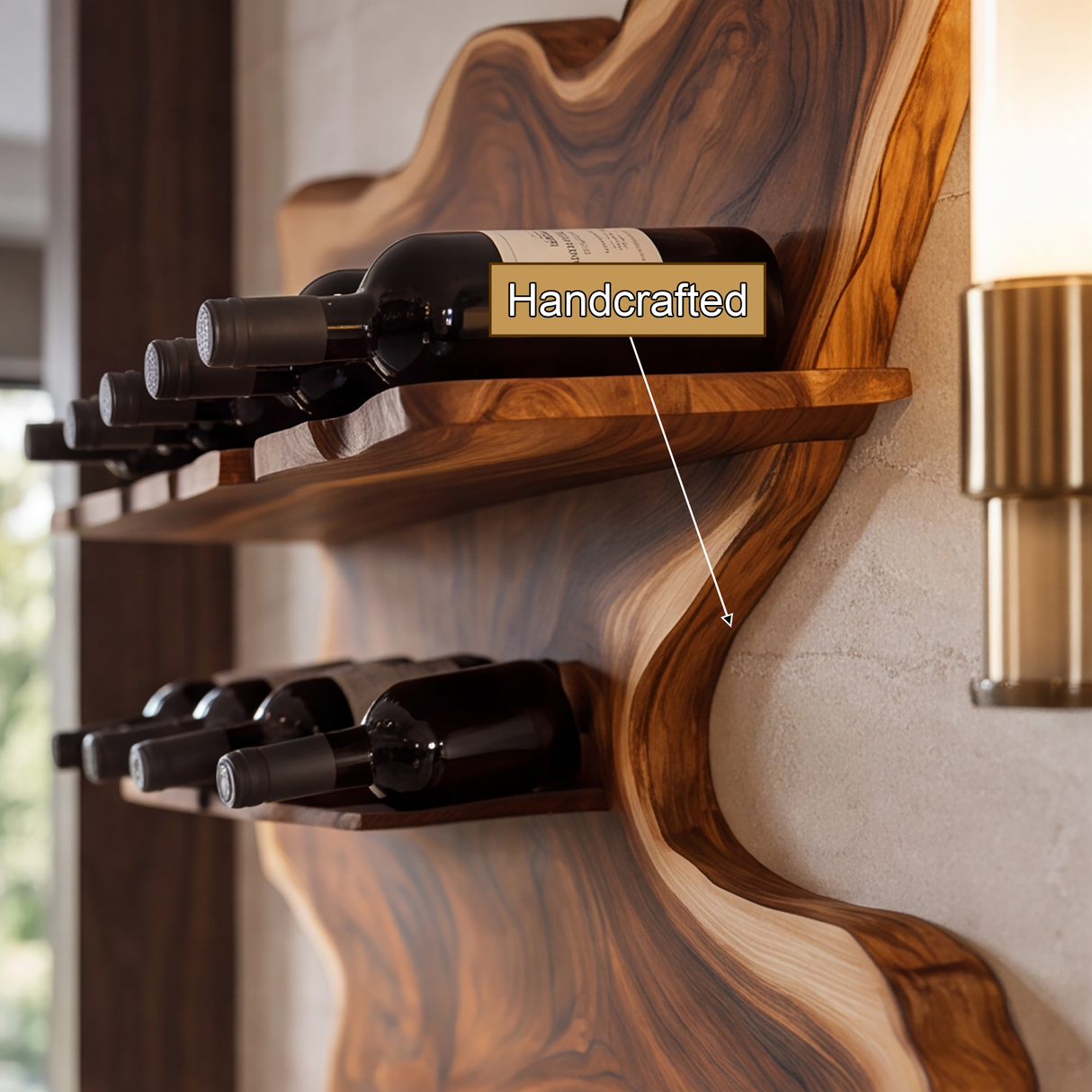 Ashgrove Live Edge Handcrafted Floating Wine Shelf SPA252672 - Timberustic Floating Wine Shelf