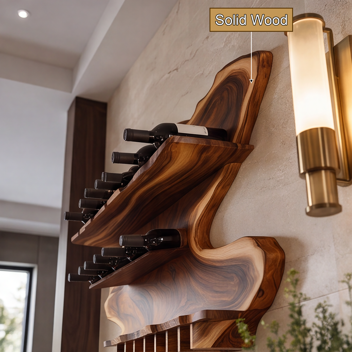 Ashgrove Live Edge Handcrafted Floating Wine Shelf SPA252672 - Timberustic Floating Wine Shelf