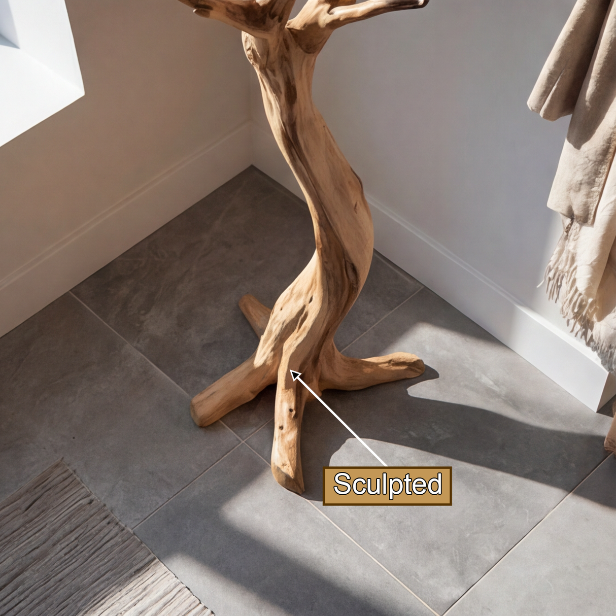 Ashgrove Sculpted Solid Wood Tree Coat Rack - Timberustic Tree Coat Rack