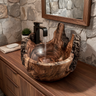 Ashmoor Handcrafted Solid Wood Natural Bark Vessel Sink Brown - Timberustic Vessel Sinks