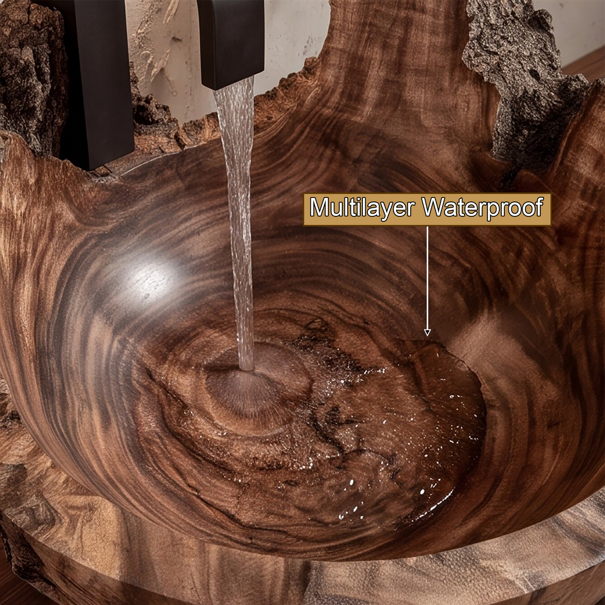 Ashmoor Handcrafted Solid Wood Natural Bark Vessel Sink