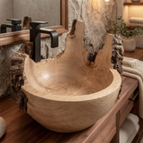Ashmoor Handcrafted Solid Wood Natural Bark Vessel Sink Natural Oak - Timberustic Vessel Sinks