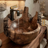 Ashmoor Handcrafted Solid Wood Natural Bark Vessel Sink