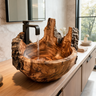 Ashmoor Handcrafted Solid Wood Natural Bark Vessel Sink Teak - Timberustic Vessel Sinks