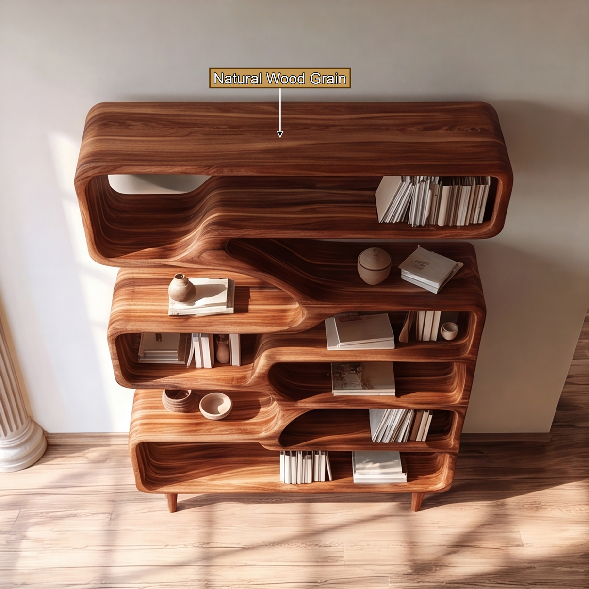 Asterion Handcrafted Solid Wood Bookshelf