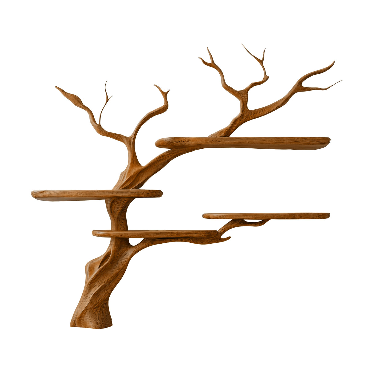 Asteroak Handcrafted Solid Wood Tree Bookshelf
