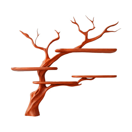Asteroak Handcrafted Solid Wood Tree Bookshelf Mahogany - Timberustic Tree Bookshelf