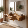 Asteron Handcrafted Solid Wood Floating Bathroom Vanity with Integrated Sink Brown - Timberustic Floating Bathroom Vanity with Integrated Sink