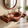 Asteron Handcrafted Solid Wood Floating Bathroom Vanity with Integrated Sink Mahogany - Timberustic Floating Bathroom Vanity with Integrated Sink
