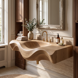 Asteron Handcrafted Solid Wood Floating Bathroom Vanity with Integrated Sink