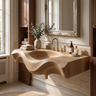 Asteron Handcrafted Solid Wood Floating Bathroom Vanity with Integrated Sink Natural Oak - Timberustic Floating Bathroom Vanity with Integrated Sink