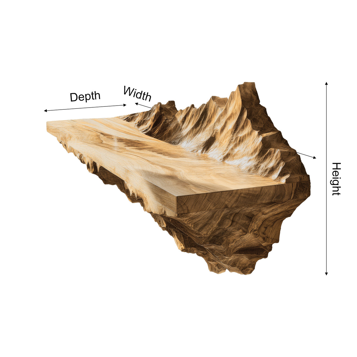 Atlas Crest Solid Wood Mountain Floating Shelf - Timberustic Floating Shelf